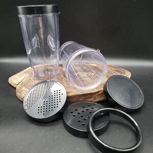 Magic Bullet Tall Cups Set of 2 w/ Lids MB1001 MB1001B Replacement Parts